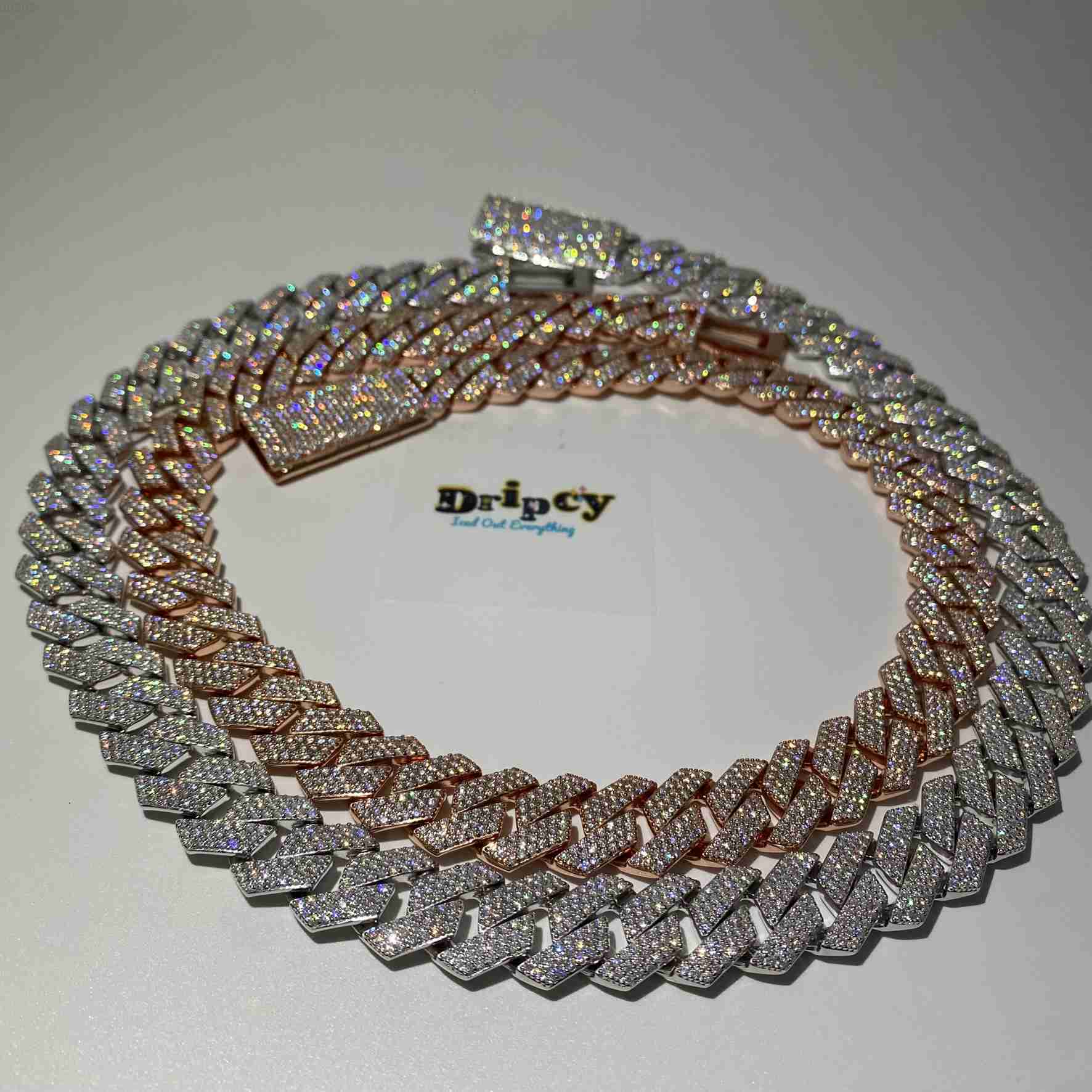 15MM Fashion Customization Moissanite Vvs1 d Color Cuban Link Chains Real Iced Necklace Hip Hop Pass Test