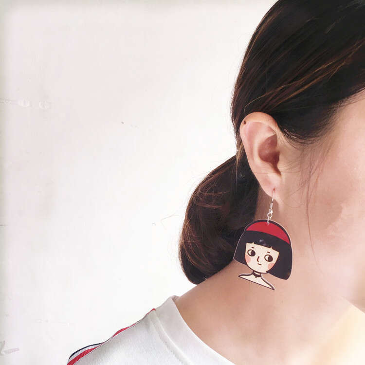 Creative Fun Hooks This Killer Is Not So Cold Earrings Cute Cartoon Asymmetric Acrylic Ear Clips