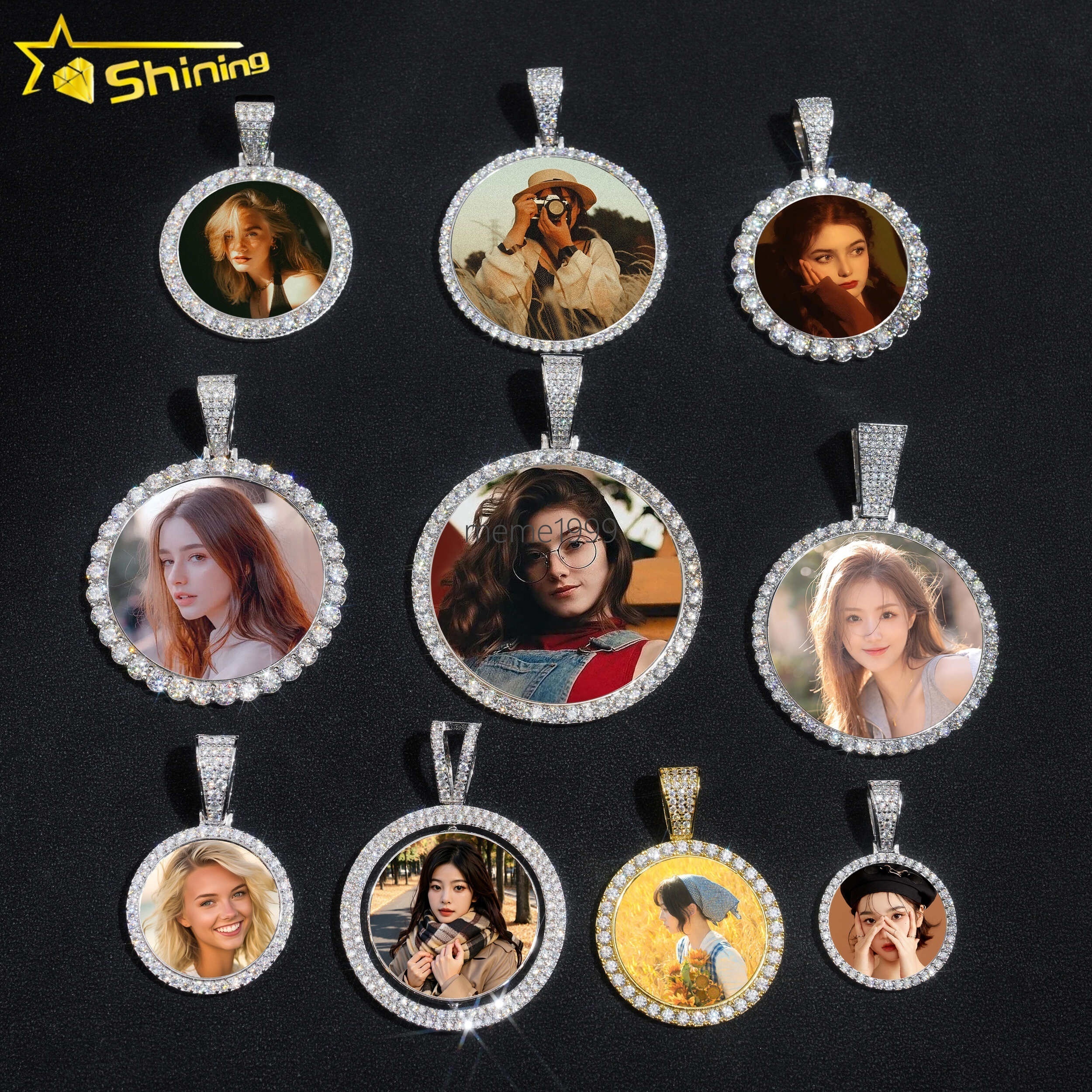 Custom Solid 925 Sterling Silver Pass Diamond Tester Iced Out Hip Hop VVS Moissanite Picture Pendants