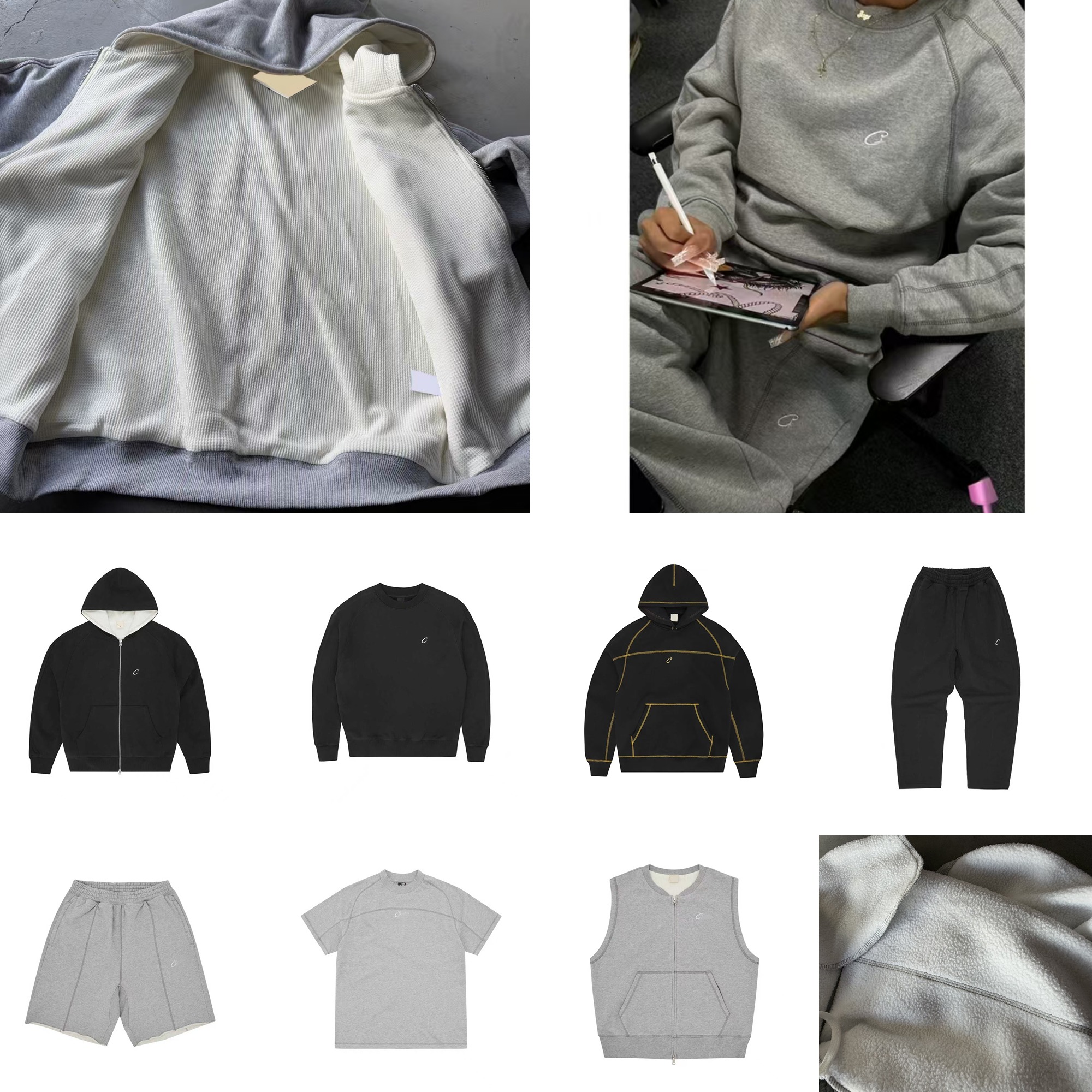 Men's Tracksuits Original Tech Fleece Wind Runner 3M Black Zip Jacket Hoodie Sports Casual Knit Basketball Pullover Pants Reflective pressure rubber set