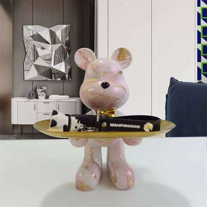 21cm Graffiti Bear Ornament Figurine Home Decoration Animal Statue Keys Storage Shelf Modern Room Sculpture Table Decor Gift