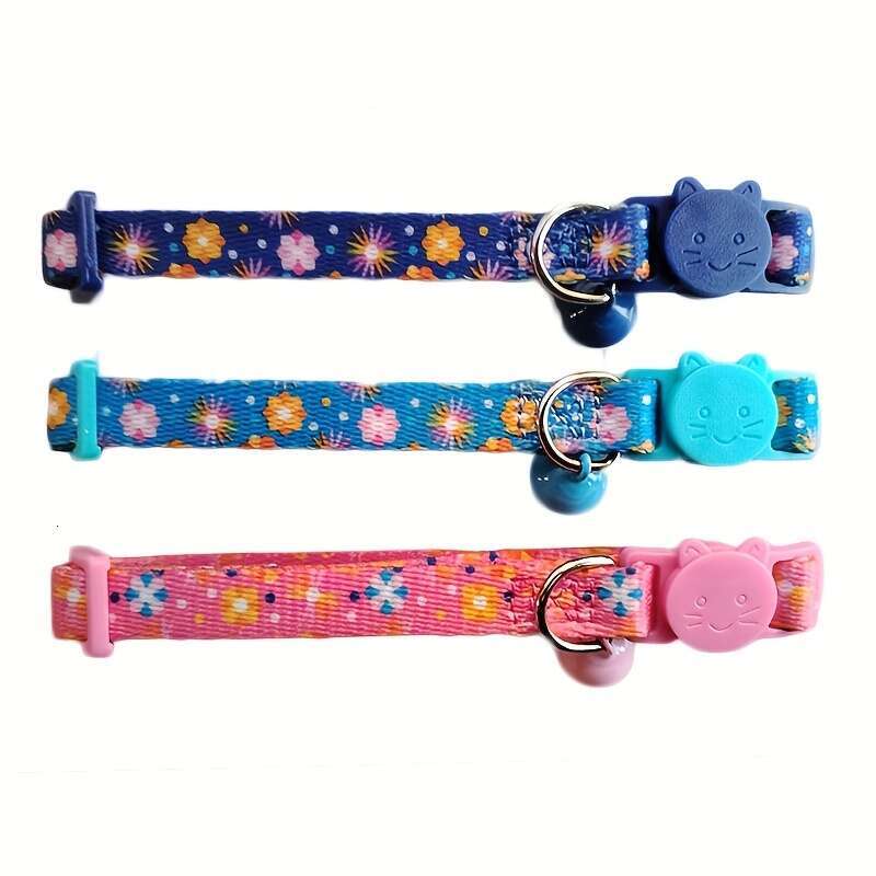 Colorful Flower Pet Collar Cute Cat Necklace Pink Sky Blue Fashion Festive Kitten Neck Ring