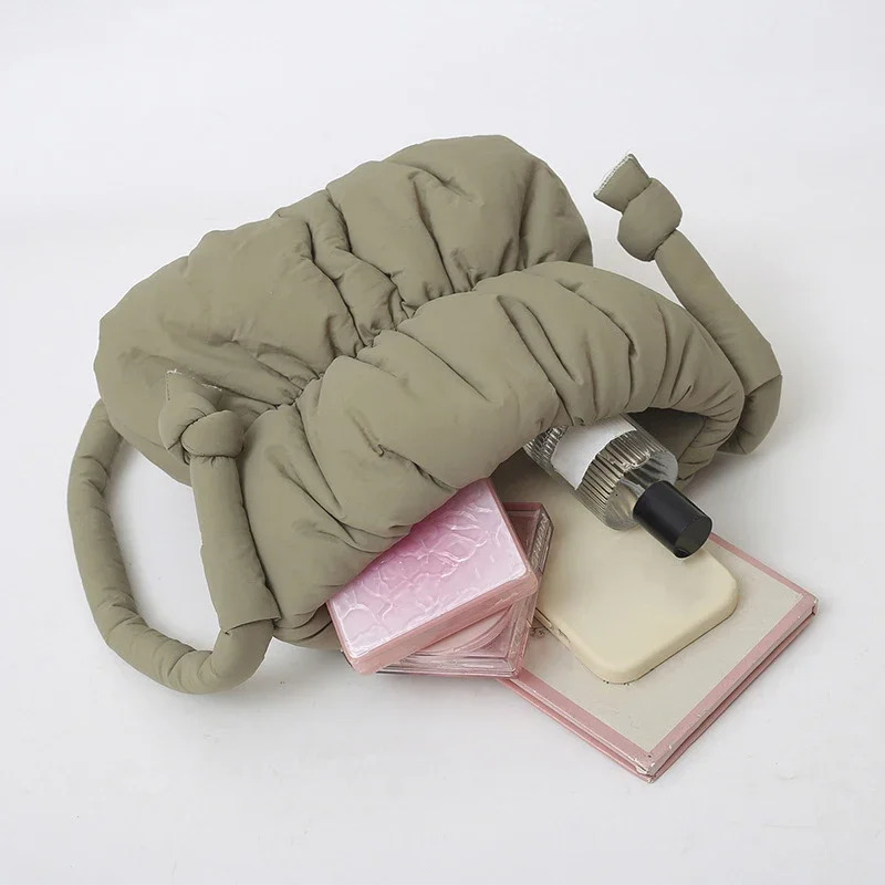 Nylon Bucket Bags Women Casual er Handbags Down-Filled Cotton Shoulder Bag Pleated Crossbody Bags Fashion Underarm Bag 250814