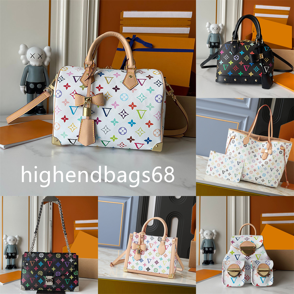 sakura takashi murakami luxury bag crossbody desiqner bags cherry boston shoulder bag Pink denim fashion letters print shopping handbags travel bags for women01