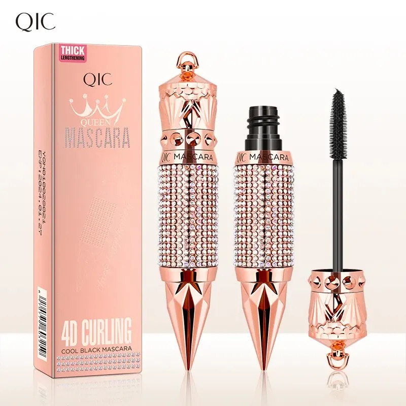 Mascara Waterproof Smudge Proof Elongate Eyelashes Makeup Tool Natural Thick Curling Rhinestone Decorative Shell 250818