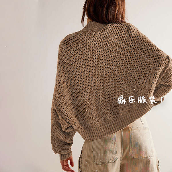 Autumn And Winter New Temu Fashion V-Neck Batwing Sleeve Knitted Cardigan Sweater Women's Clothing B5