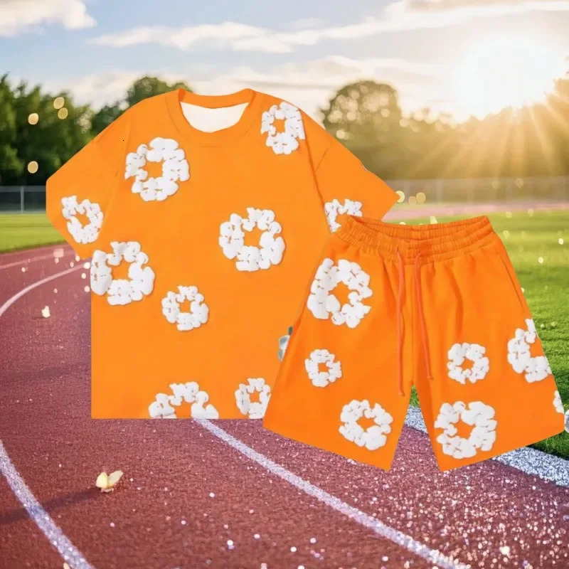 American Fashion Street Trend Kapok Printing 3dTshirt Set Comfortable Breathable Motorcycle Quick Drying 2025 Mode 250819