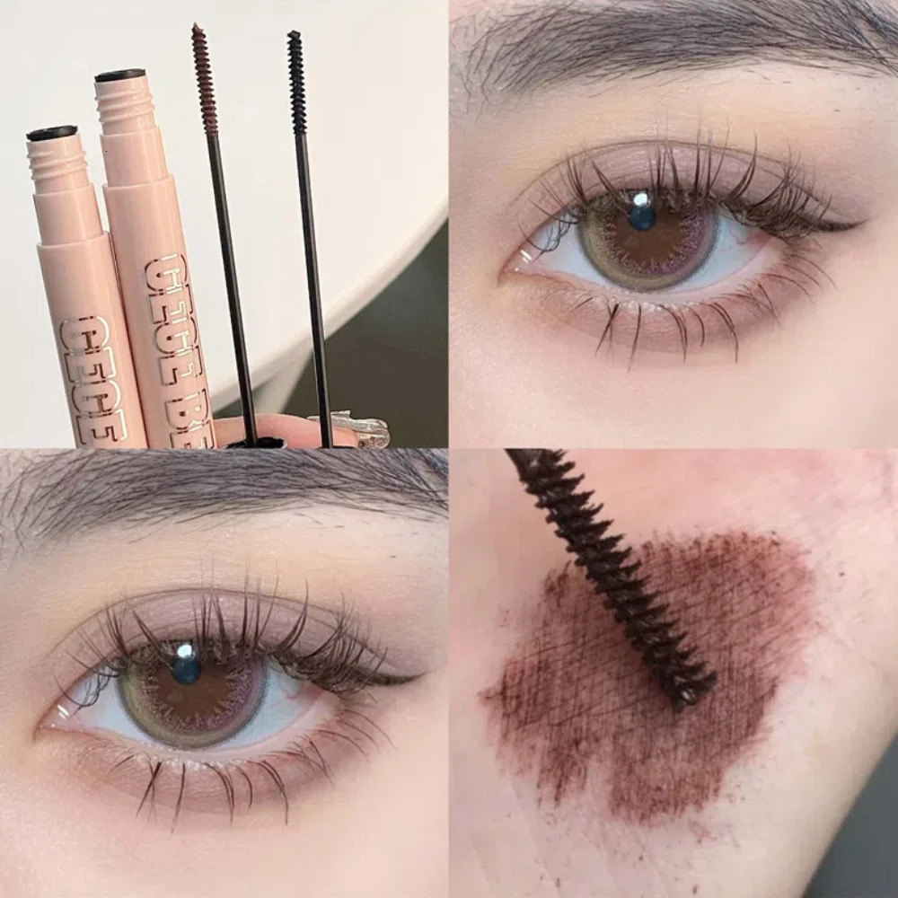 Silk Fiber Matte Mascara Makeup Ultra-Fine Brush Lengthens Eyelashes Waterproof Fast Dry Brown Black Curling Mascara Cosmetics 250818