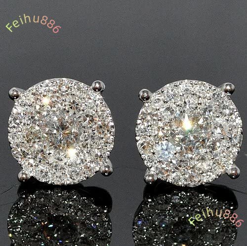 2025 new style Hot Crystal Full Clear Big Round Stud Earrings Lady Silver Classic Women Girls Luxury Daily Stud Earrings