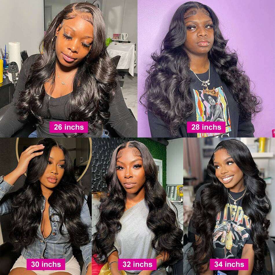 30 Inch Front Human Hair Brazilian Body Wave 13X4 13X6 HD Frontal Wigs For Women 5X5 Lace Closure Wig Pre Plucked