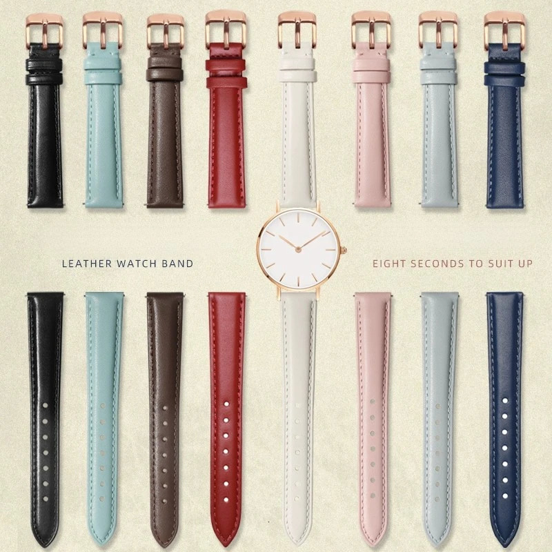 Quick release Fashion watch band For Casio DW Strap 12mm 14mm 16mm 18 Ladies Blue Pink red Soft Cowhide Watchband 250818