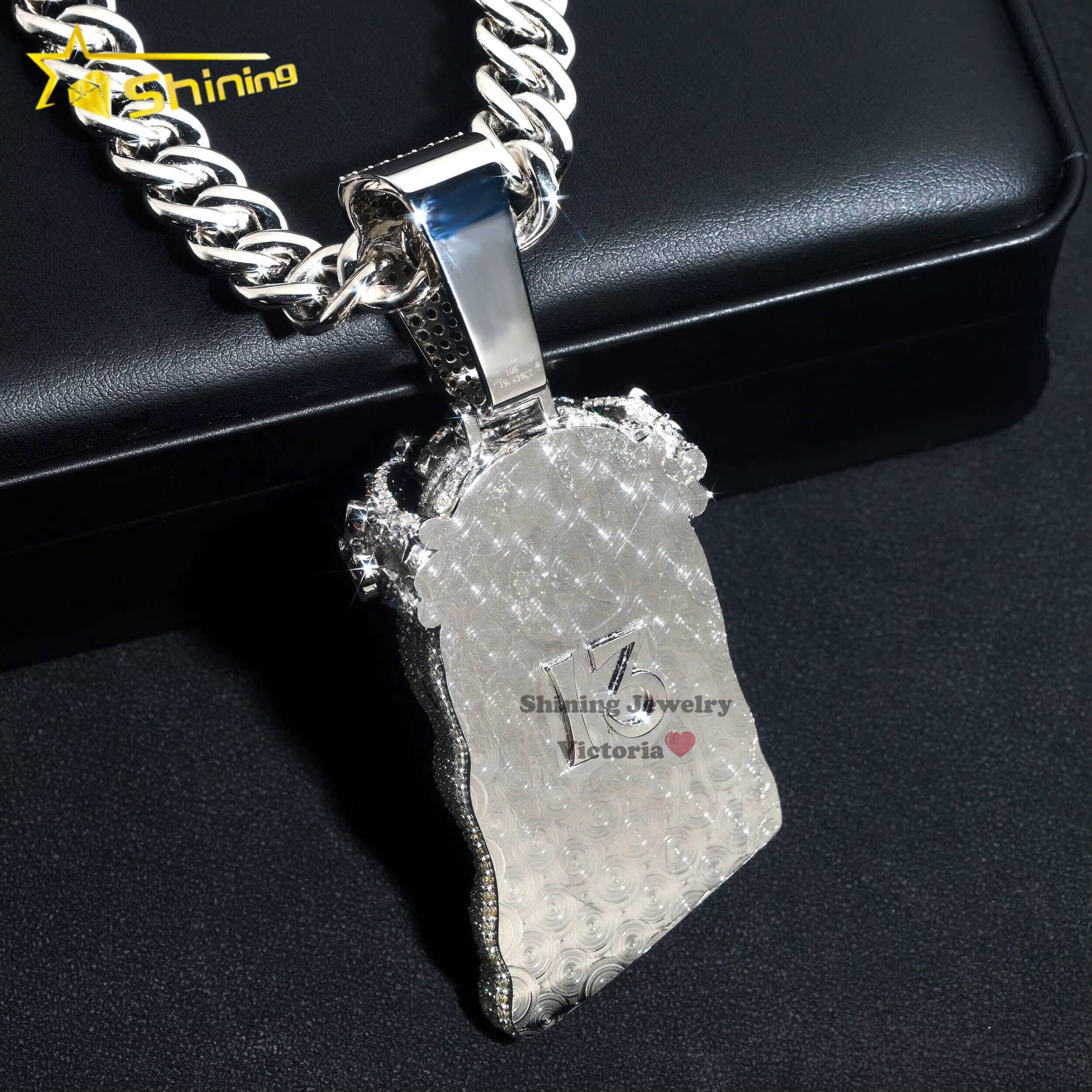 Custom Luxury 3 Tall Jesus Pendant 925 Sterling Silver 14k Gold Plated Fancy Cutting Moissanite Jesus Head Pendant