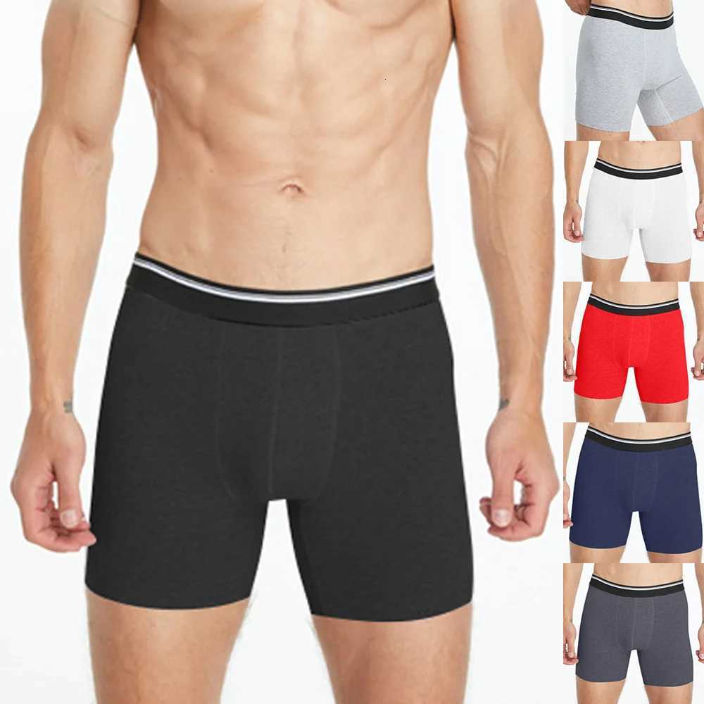 Mid-Long Black Boxer Shorts Men Cotton Underwear Breathable Male Underpants for Man Homme Boxershorts Slips Soft Panties S-2XL W250819