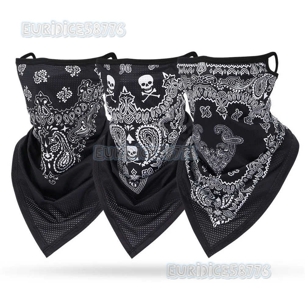 Black White Red Bandanna Masks Earloops Mesh Breathable Paisley Bandana Triangle Face Neck Cover Balaclava Men Women Protective H250819