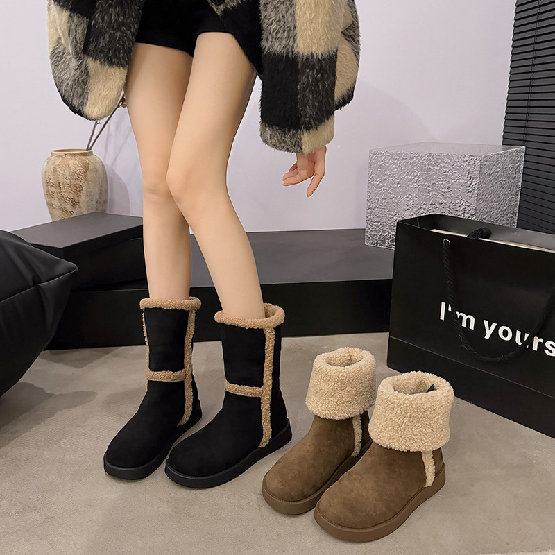 new Free delivery designer woman cotton boots Comfortable and stylish snow boots with plush outdoor warm cotton boots