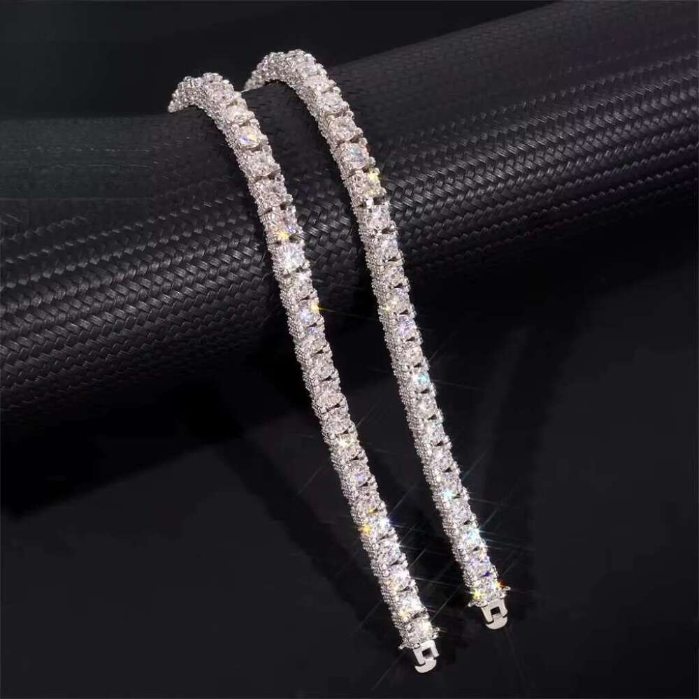 Bulk Stock New Arrivals Iced Out Double Sides Hip Hop S VVS1 5mm 6.5mm Moissanite Dia Cluster Tennis Chain Bracelet