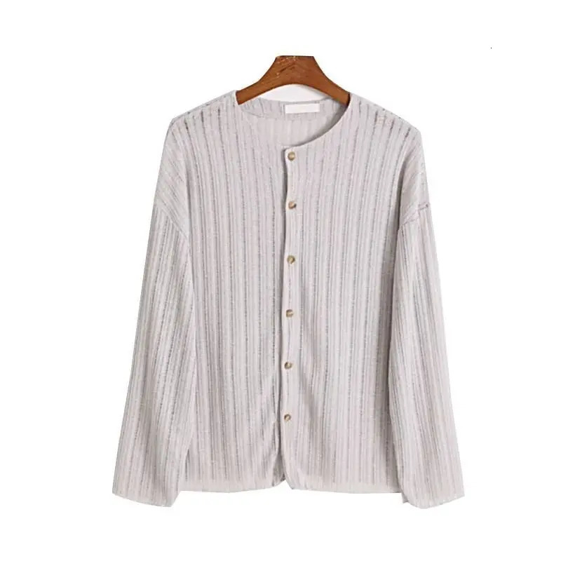 Korean Solid Color Hollow Round Neck Loose Casual Versatile Hollow Cardigan Versatile Top 250818