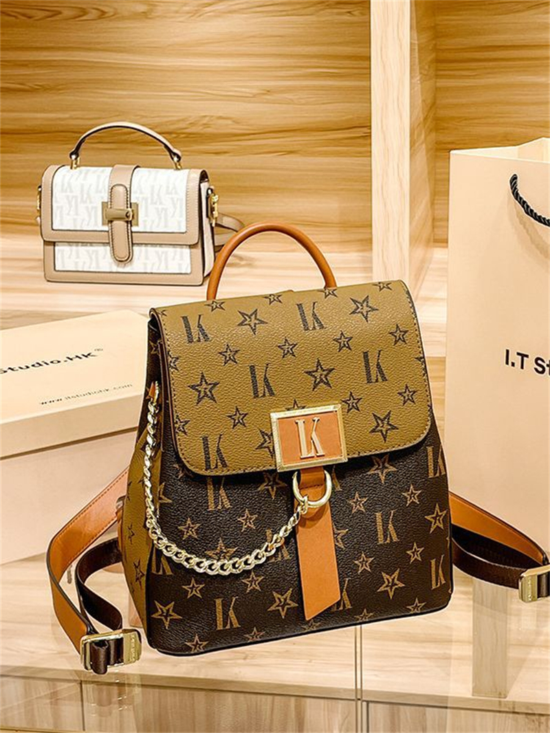 LORDLY KNACK designer bag light luxury genuine leather Backpack bag versatile high-quality fashion printed letters backpack for woman