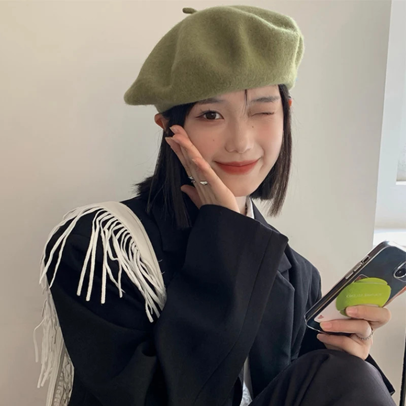 Unisex Custom Vintage Plain Beret Women French Berets Wool Warm Winter Beanies Hat Elegant Lady All Matched Beanie Cap 250819