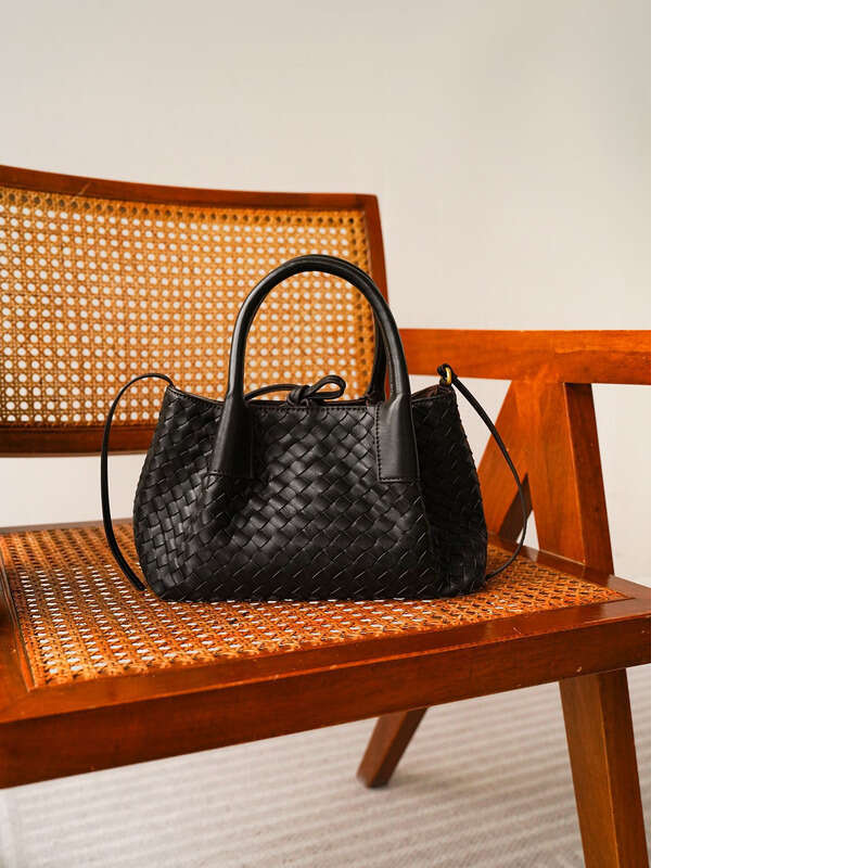 Leather Bag Women Handbag Braided Bag Light Luxury Style Woven Handbag Genuine Leather Sheepskin Women S Crossbody Handheld Dual Use Large