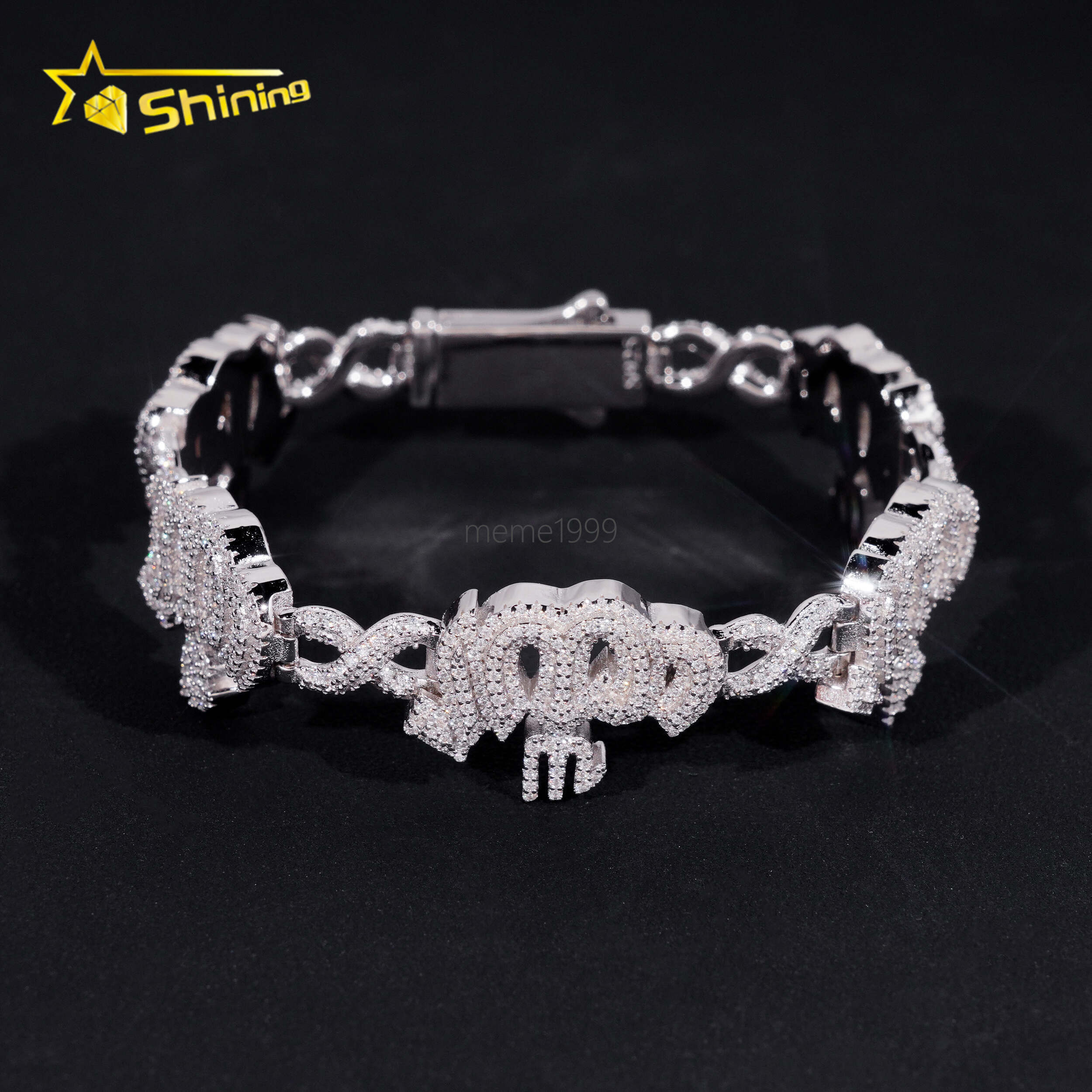 Fashion Fine Jewelry Sterling Silver 925 Vvs Moissanite Lab Diamond Hip Hop Iced Out Jewelry Cuban Link Chain Bracelet Men