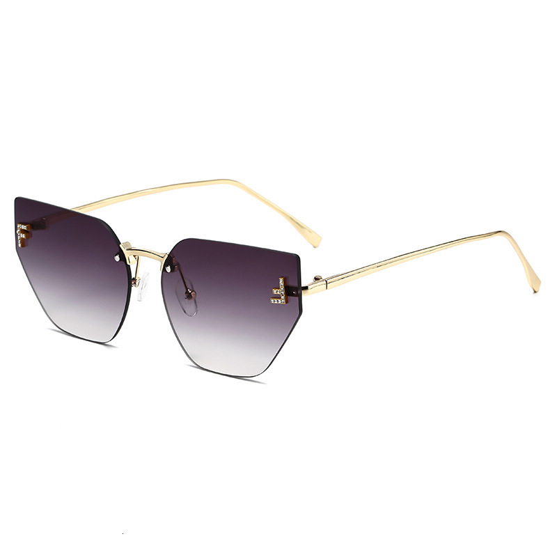 Sunglasses With Diamonds And Letters F Sunglasses Metal Frameless Edge-cut Glasses European And American Fashion Retro