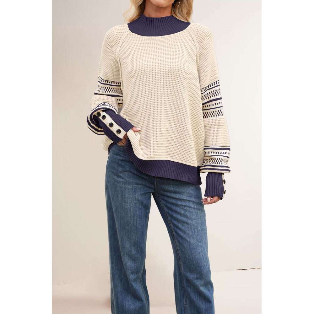 New Autumn Winter Women's Tiktok Knitted Half Turtleneck Fashion Pullover Sweater B3