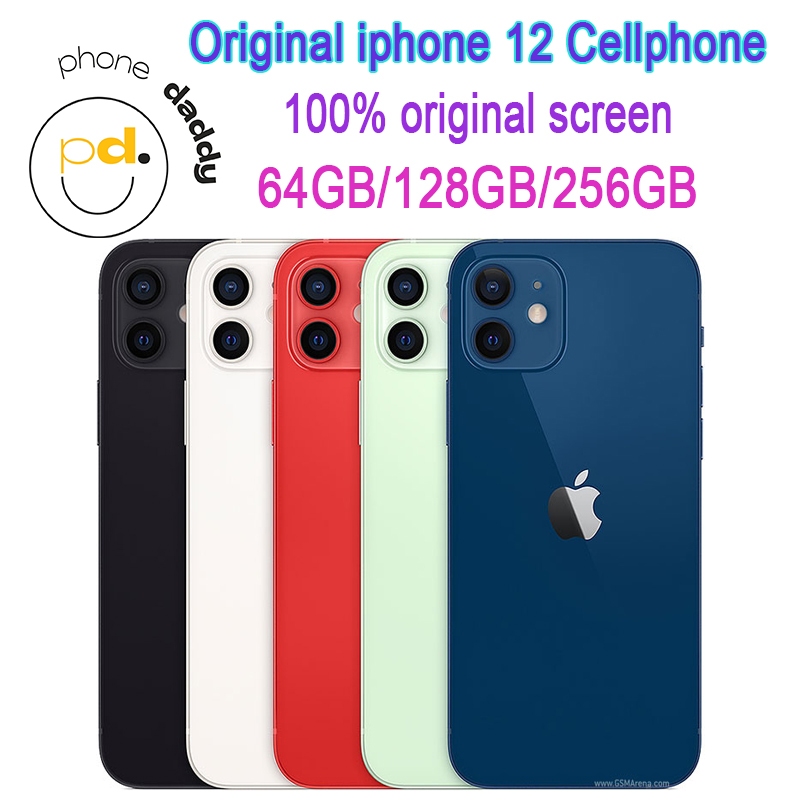 Unlocked Apple iPhone 12 Genuine RAM 4GB ROM 64/128/256GB A14 IOS NFC 5G Cell Phone original screen with face id
