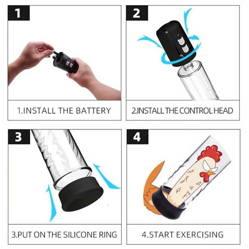 Mens Powerful Enlarged Penis Pump Extender Enhances Mens Vacuum Big Cock Trainer Mens Endurance Toy XJ250819