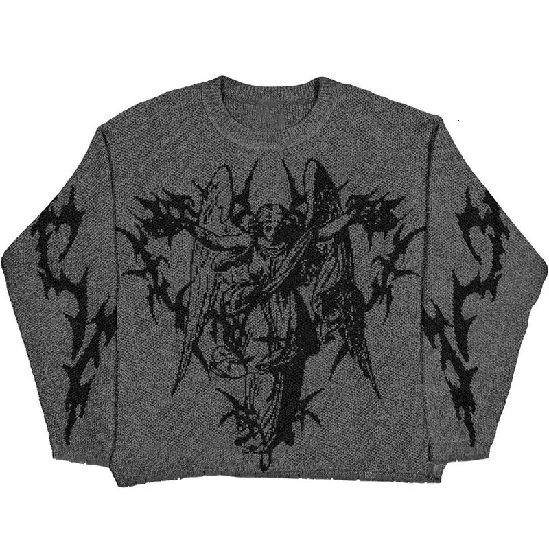 Y2k Hip Hop Wool Sweater Oversize Mens Clothing Streetwear Knitwear Women Gothic Vintage Harajuku Pullovers Jumpers Jersey 250819