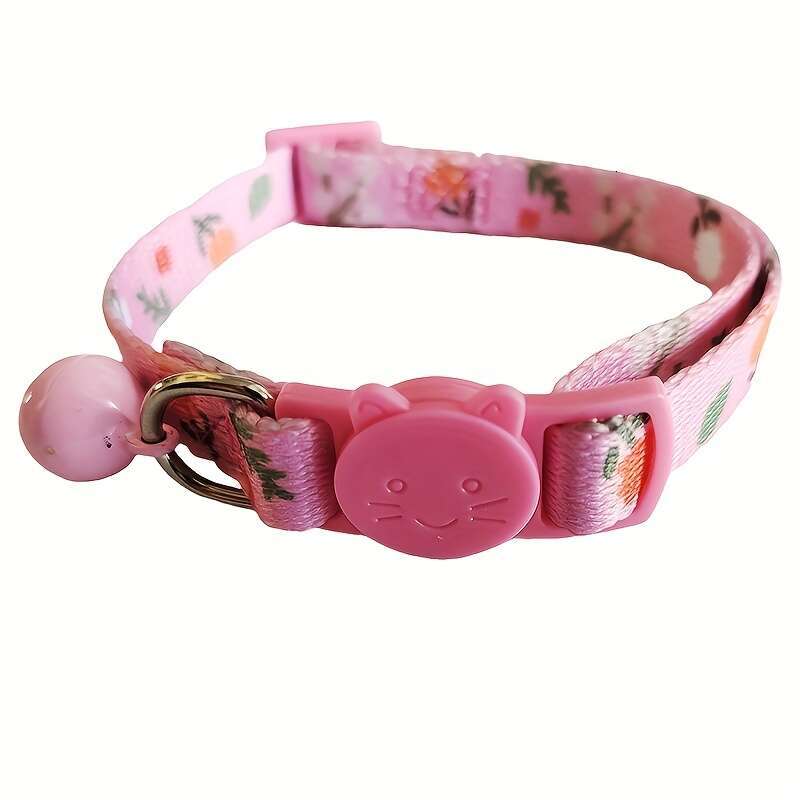 New Floral Fashion Flower Pendant Printed Pet Supplies Adjustable Bell Cat Neck Collar