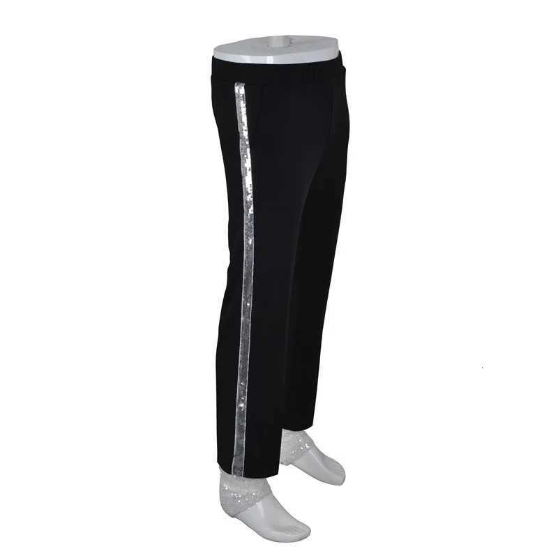 Customized Role-Playing Pants Silver Straight Casual Striped Pants Clothing Accessories Pants Black W250819