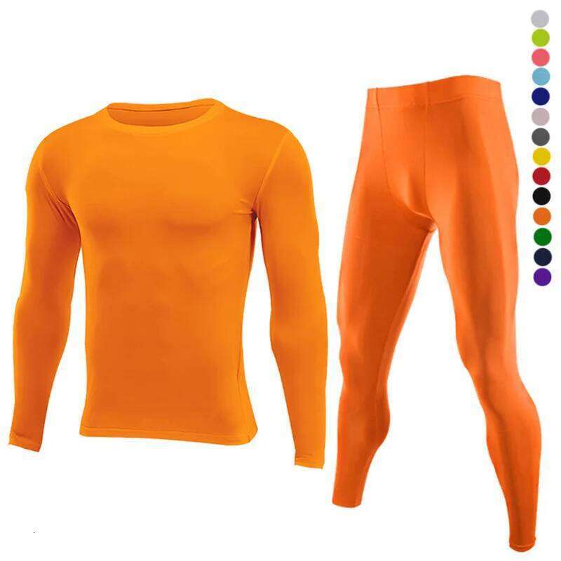 Men Tracksuits GYM Fiess Long Tee + Leggings Tights Men's Sport Running Set Jogging Skiing Basketball Football Clothes Suit B8