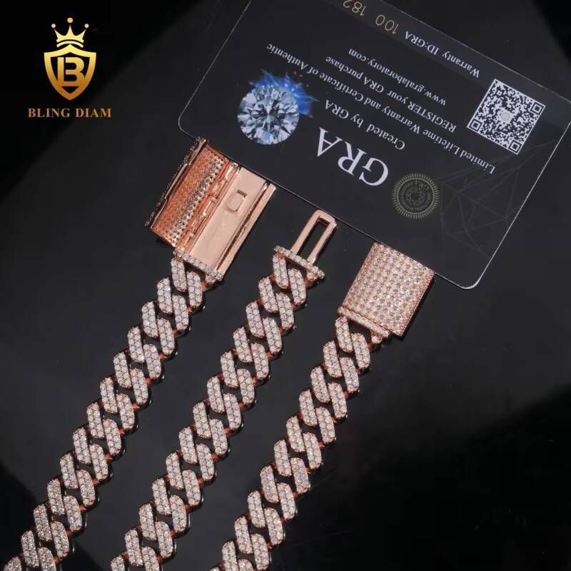 Iced Out VVS Moissanite Diamond Sterling Silver 925 Hip Hop Fine Jewelry VVS Moissanite Diamond Miami Cuban Link Chain Bracelet