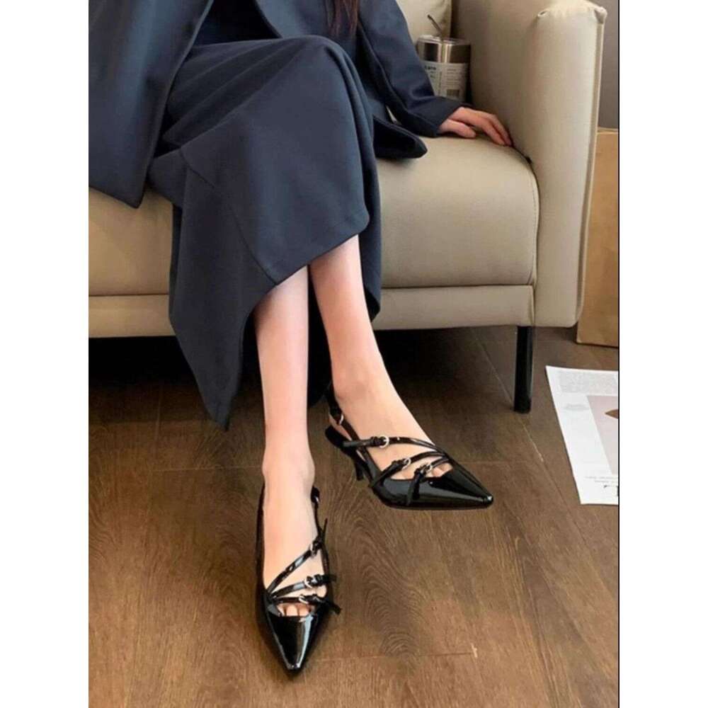 One-Strap Shoe Thin Heel Pointed Toe Fashion Red Designer Shoes High Heels 2025 Summer New Style -Inspired Premium Closed-Toe Sandals