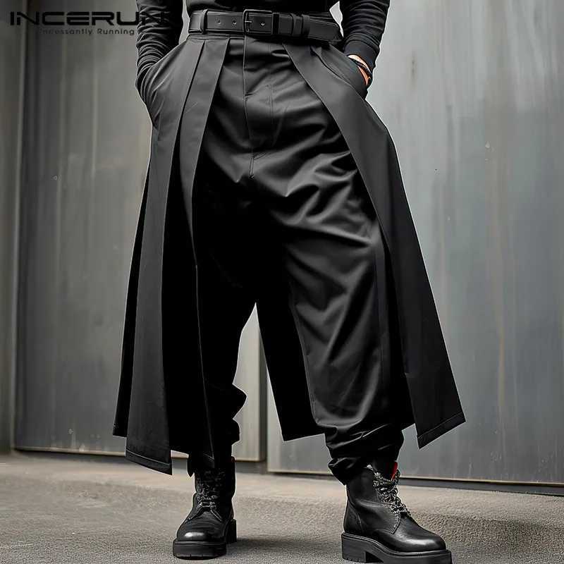 Men Irregular Pants Solid Color Joggers Loose Button Pleated Casual Wide Leg Trousers Men Streetwear 2024 Fashion Pants W250819
