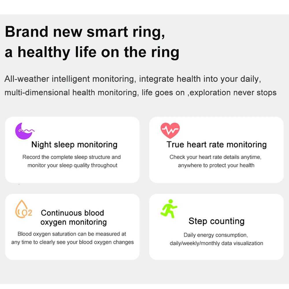 2024 New R02 Smart Ring Military Grade Health Heart Rate Monitor IP68 and 3ATM Waterproof Multi-Sport Smart Ring for Android IOS W250819