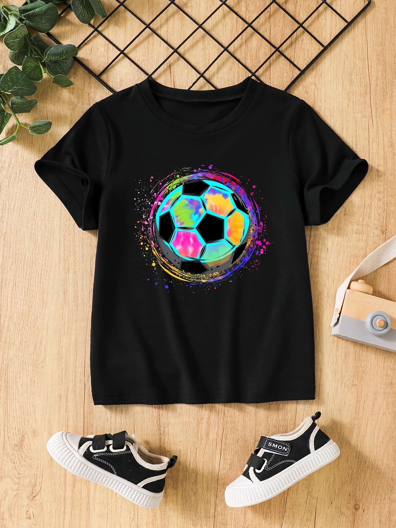 T-shirts Boys' Football Pattern Short-Sleeve Tee Set - Breathable Quick-Drying