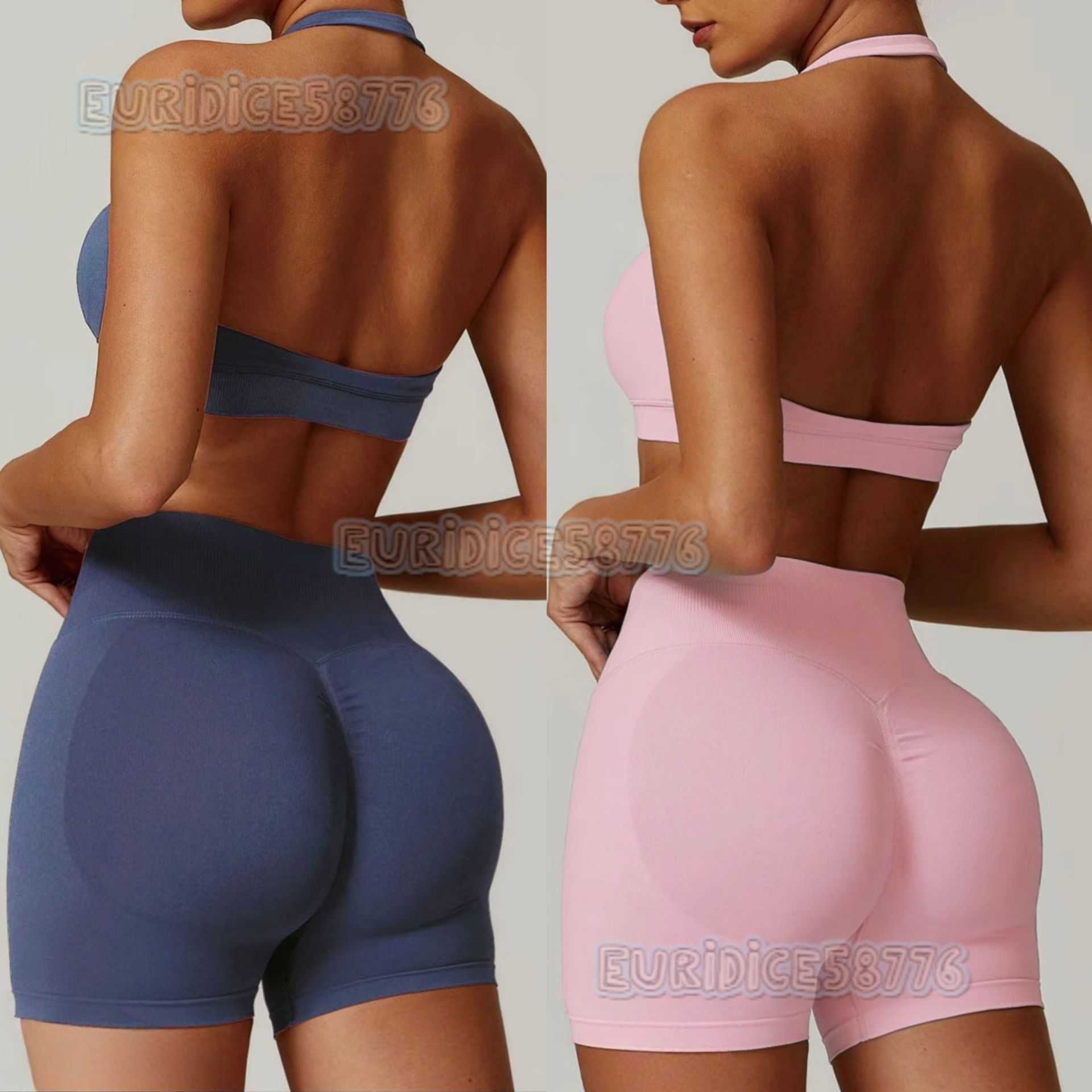 Halter Neck Yoga Set for Women High Waist Yoga Outfit Tight Versatile Fitness Shorts Sports Set H250819