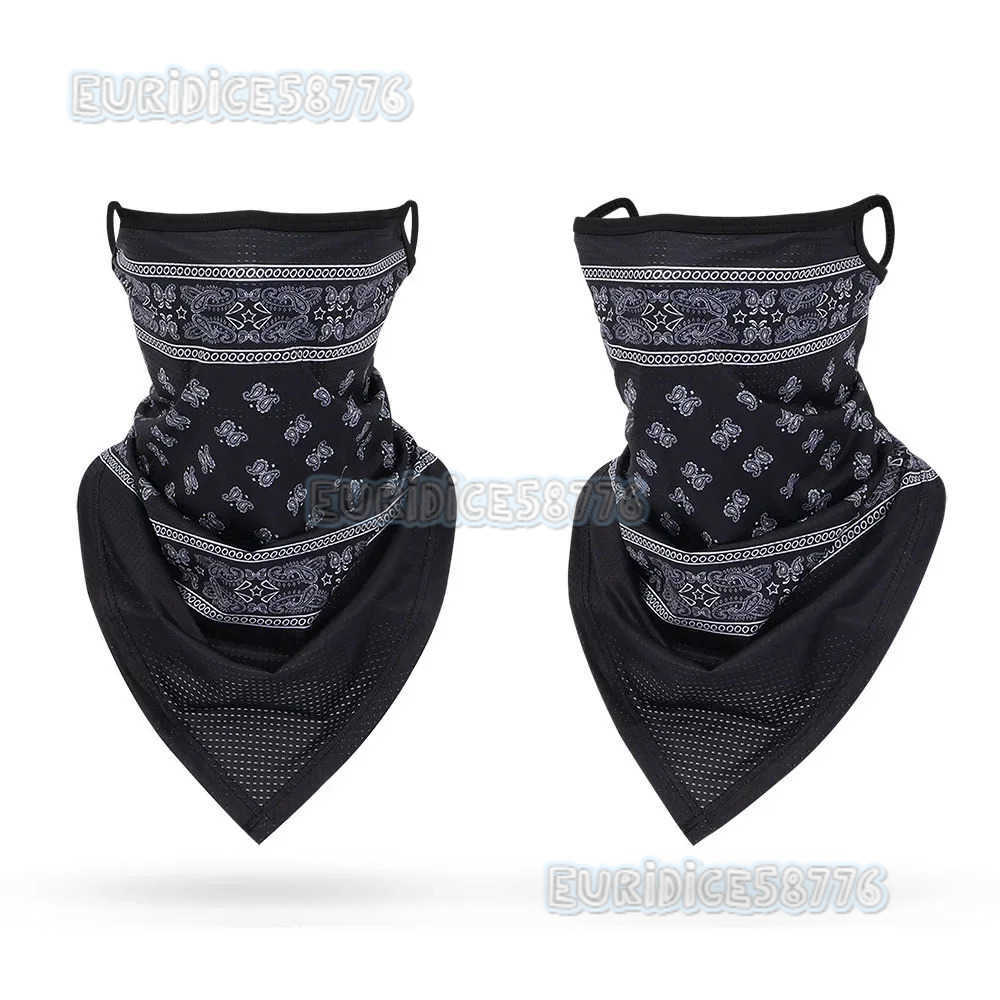 Outdoor Sports Sun Protection Cycling Face Mask Mesh Breathable Cashew Paisley Bandana Black White Face Balaclava Earloops Scarf H250819
