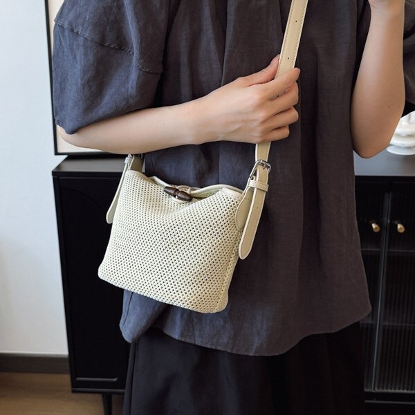 Free shipping designer 2025 New Style Hollow Out Tote Bag for Women Commuter Bag Single Shoulder Bag Black and White Striped Handbag