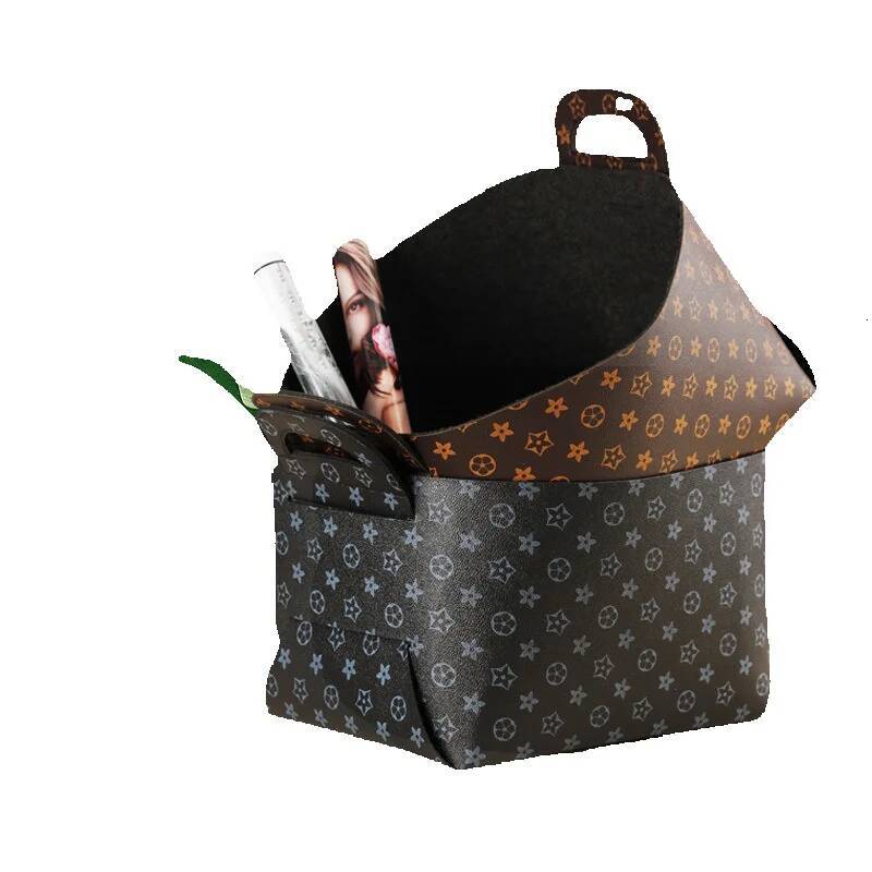 Leather Desktop Box Light design Nordic Style Cosmetic Basket Entryway Organizer Coffee Table Living Room Storage Bin