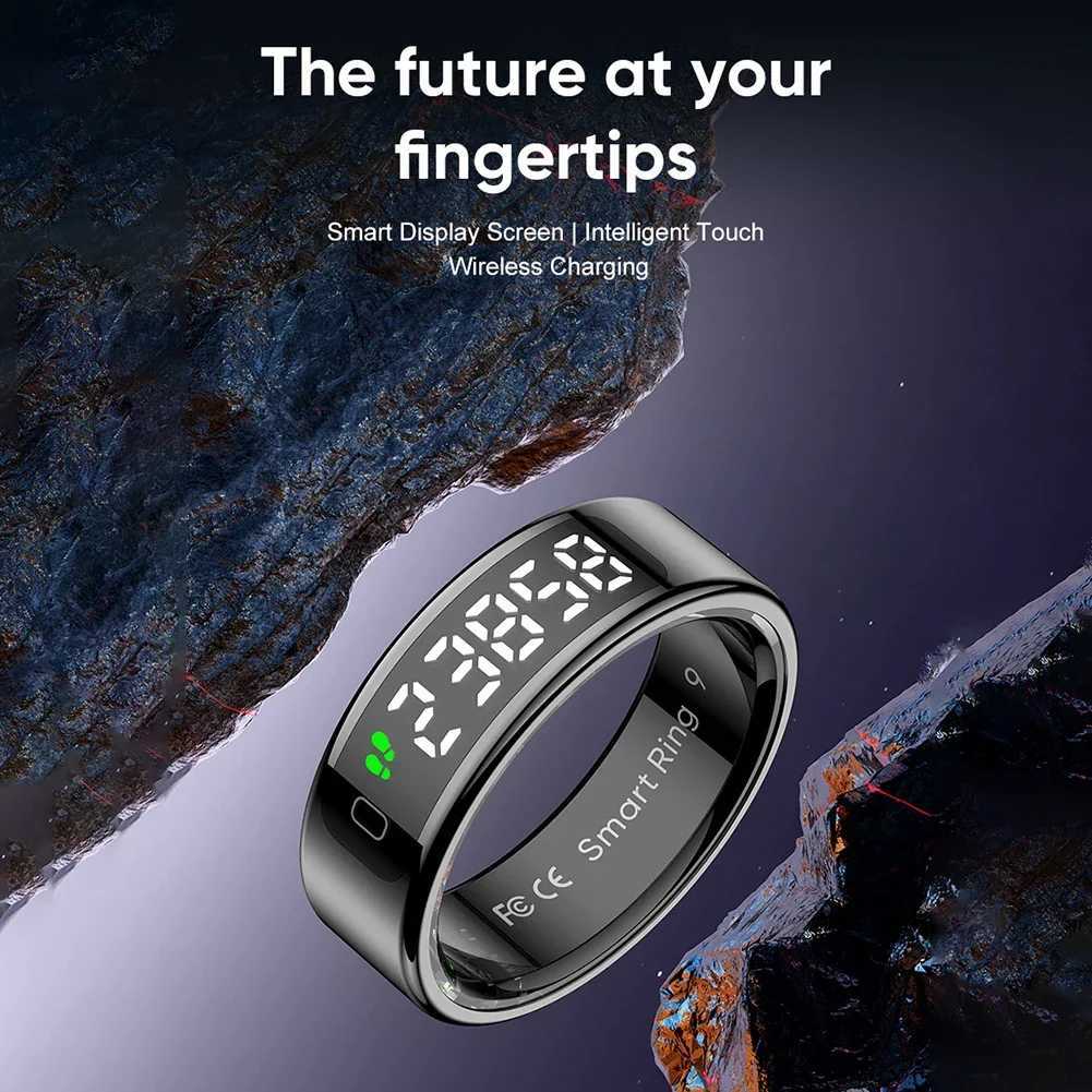 11 Smart Ring with Display Screen and Touch Fitness Sleep Monitor 5 ATM Waterproof Smart Ring Fitness Ring for Android IOS W250819