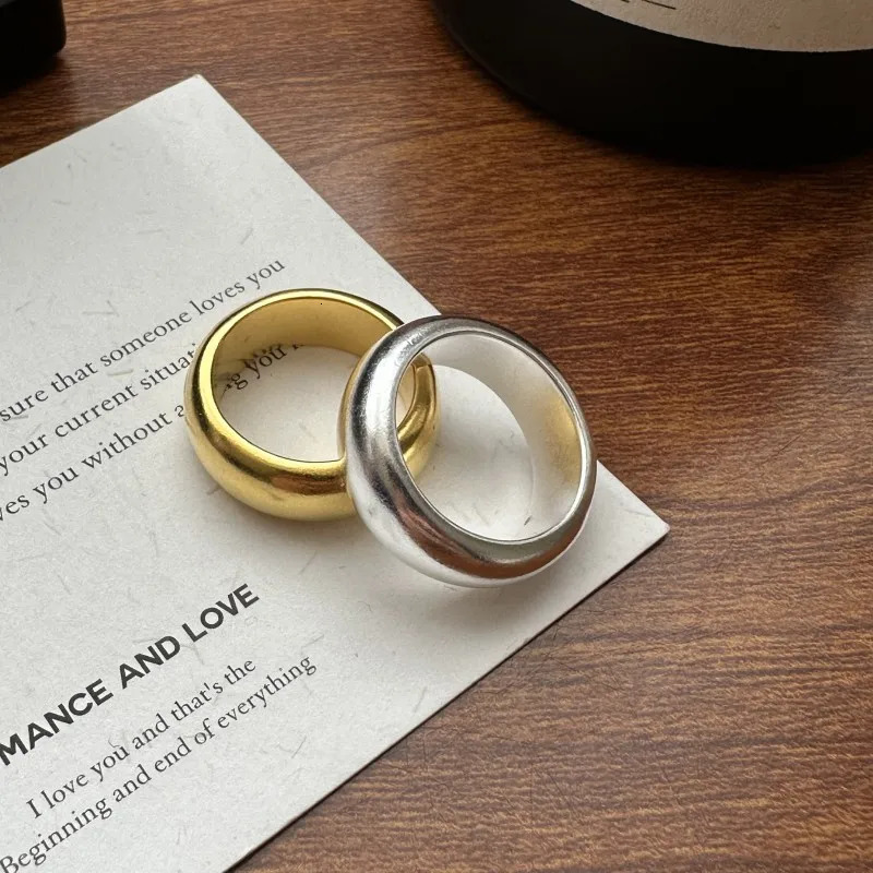 S925 Sterling Silver Heavy industry loach back plain ring with niche simple and fashionable stackable matte ring 250815