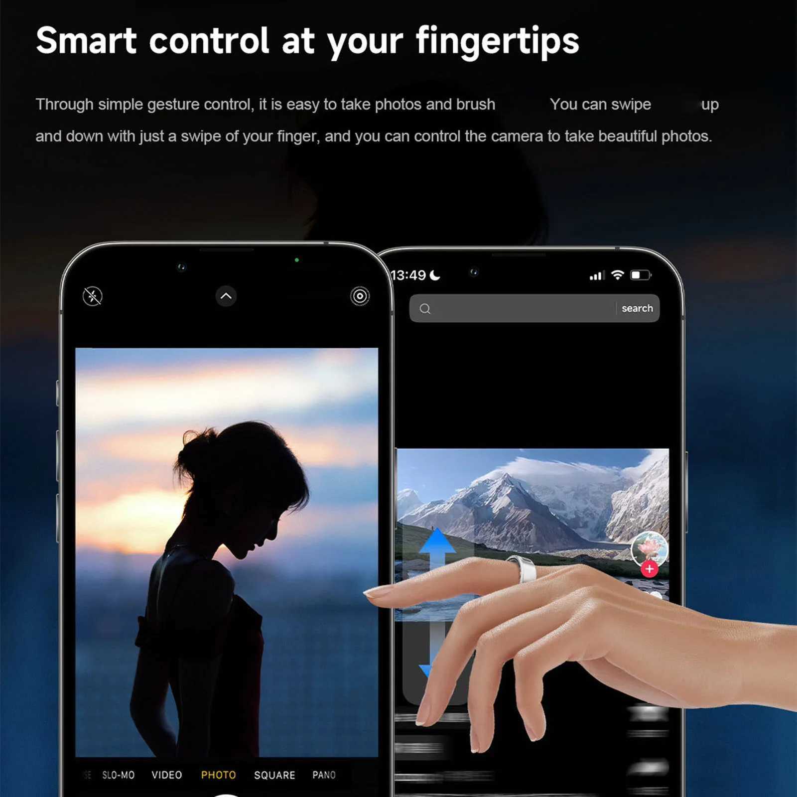 Health Ring Smart Ring Fitness Men Women IP68 Health Exercise Record Steps with Charging Bay Silver W250819