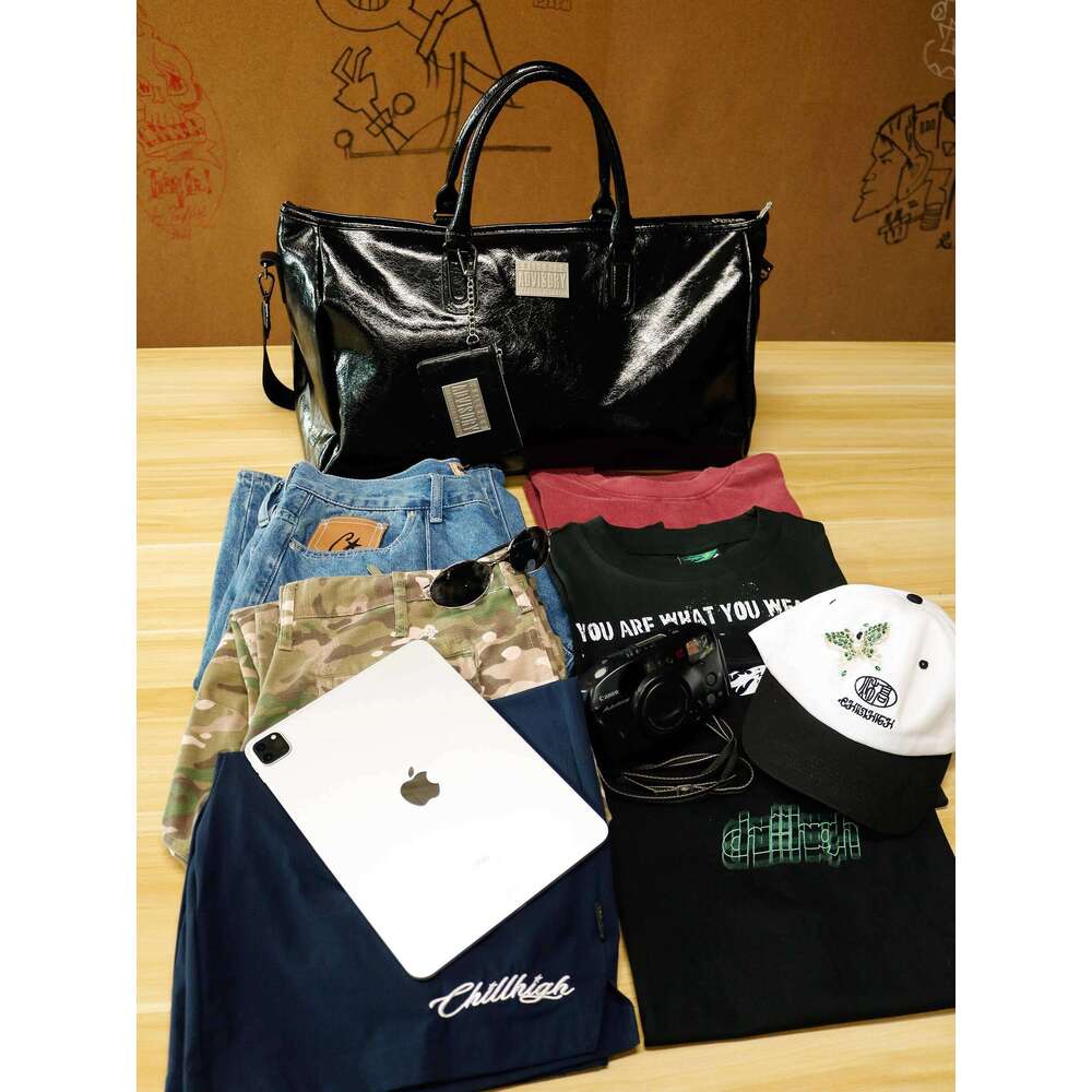 Designer Bag Tote Bag Shoulder Bag Chillhigh B Black Cracked Leather PU Simple Crossbody Handheld Large Capacity Travel Gym Bag