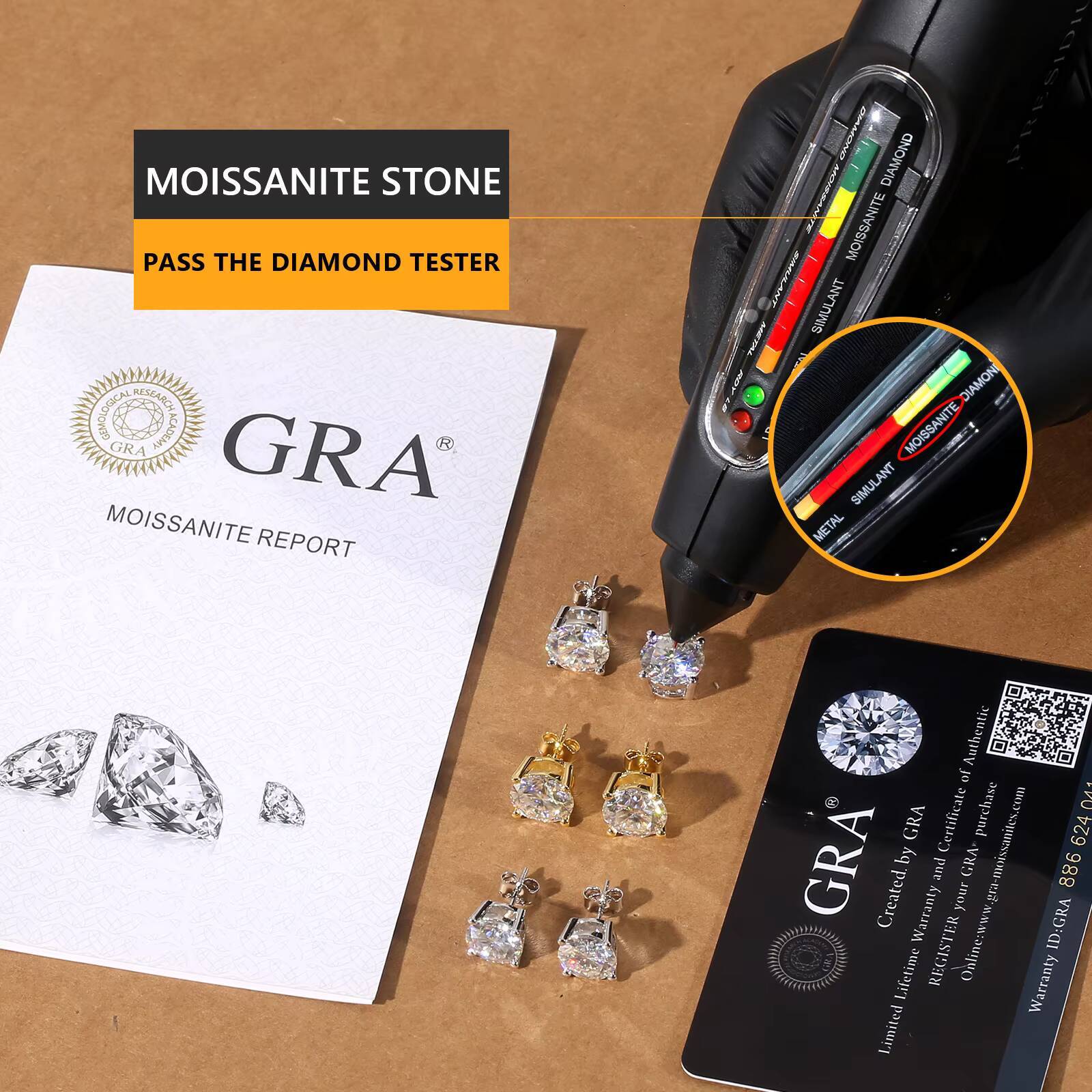 Moissanite VVS Lab Created Diamond Stud Gifts 14K Gold Plated S925 Sterling Silver Hypoallergenic Earrings for Women Men