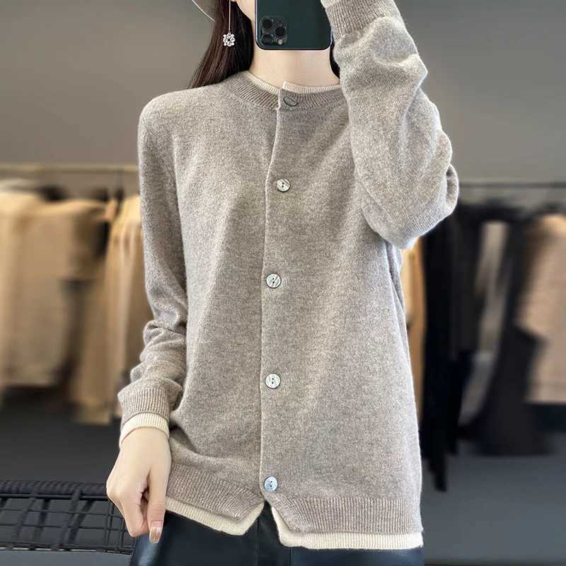 2024 Autumn/Winter Cashmere Cardigan Sweater Knitted Cardigan Long Sweater Cashmere Cardigan Spliced Sweater Cardigan XJ250819