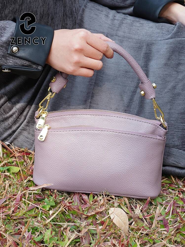 Zency Women Blue Red Soft Genuine Zipper Cowhide Leather Shoulder Bag Ladies Crossbody Small Handbag Satchels Sac