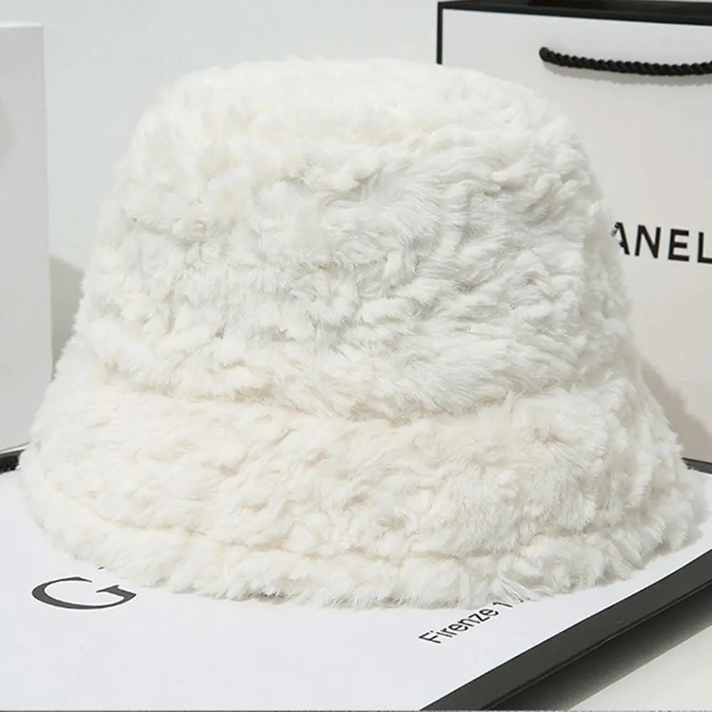 Winter Faux Fur Fluffy Bucket Hat Outdoor Thick Warm Hat Soft Furry Fisherman Cap Girl Fashion Panama Sun Cap 250819